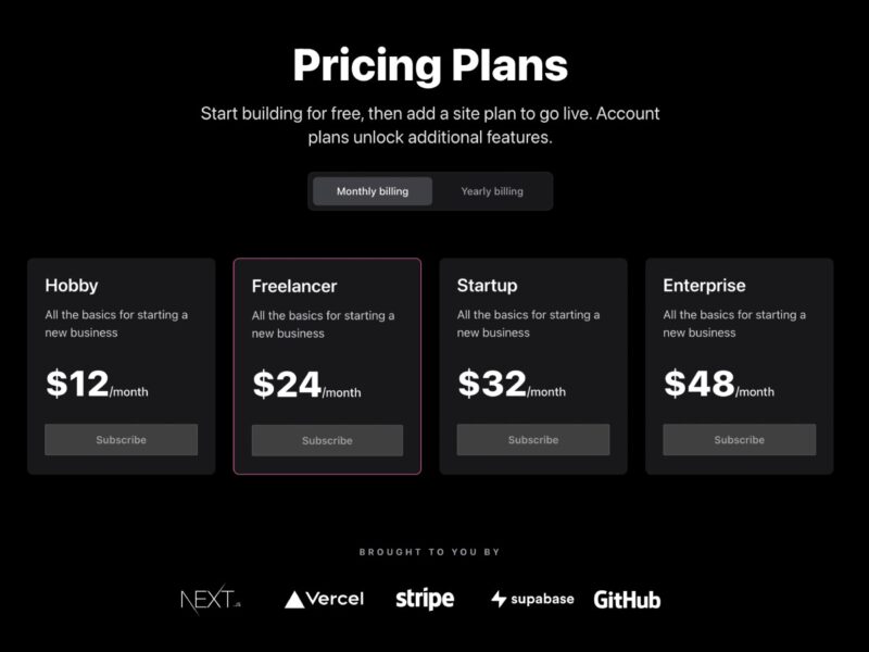 Stripe Subscription Starter