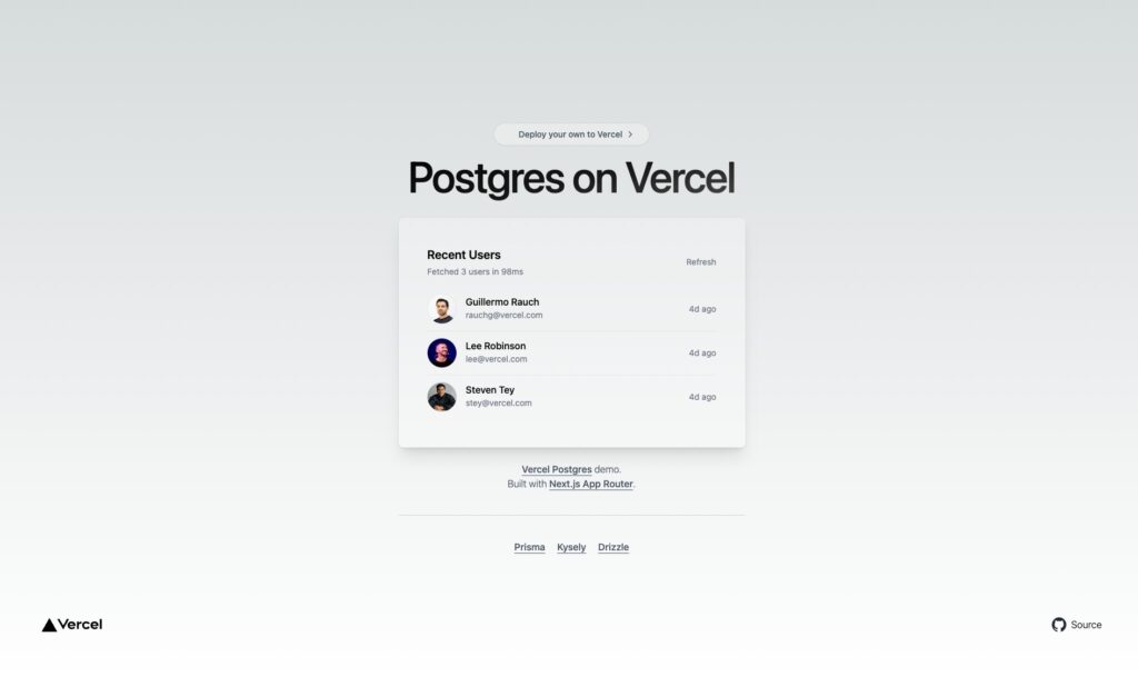 Vercel Postgres Next.js Starter - TemplateGateway