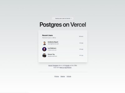 Vercel Postgres + Kysely Next.js Starter